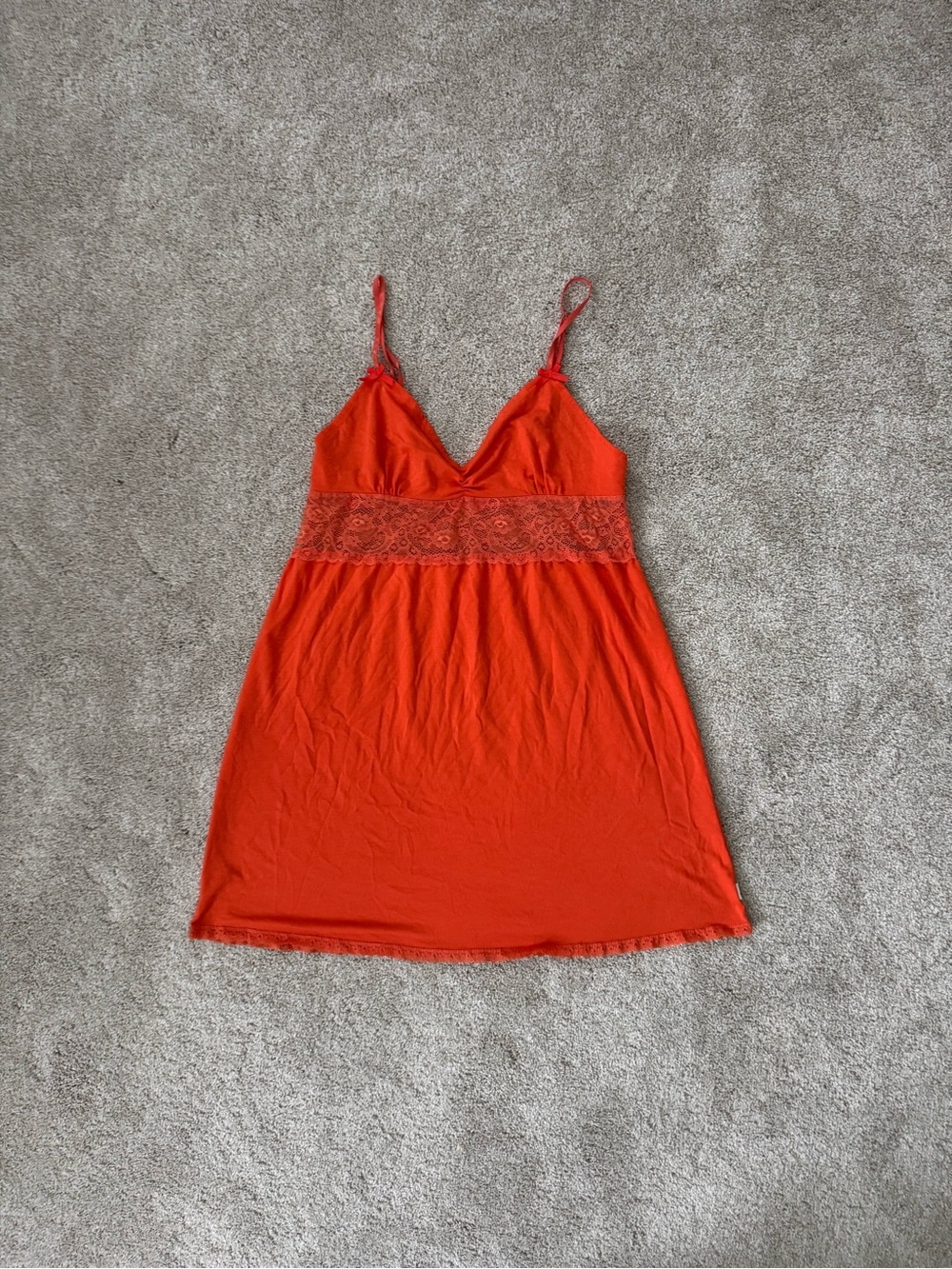 Gilligan & O’Malley Y2K Orange Lace Mini Slip Dress